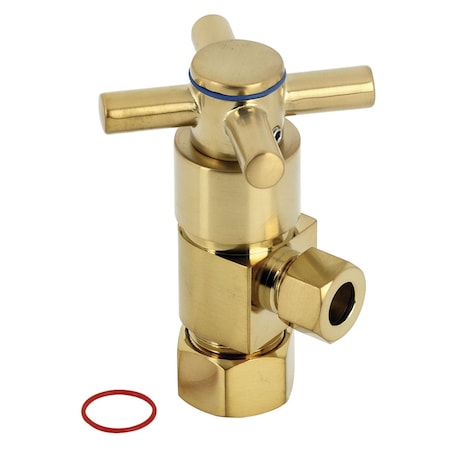 Kingston Brass 1/2" O.Dx3/8" O.D Anti-Sz Qrtr Turn Ceramic Cartridge Angle Stop, Brass CD53307DX